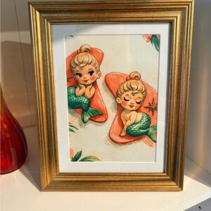 Framed Retro Mermaid kitcshy wall art